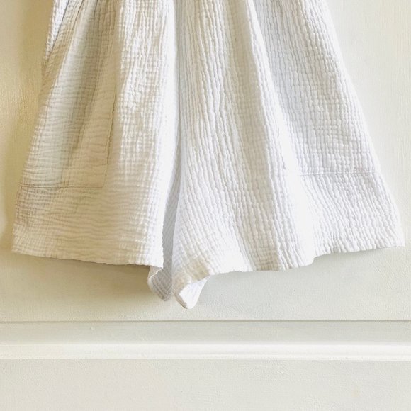 White Cotton Beachy Boho Romper with Pockets Puff Sleeves Tassel Ties |… - Picture 7 of 9